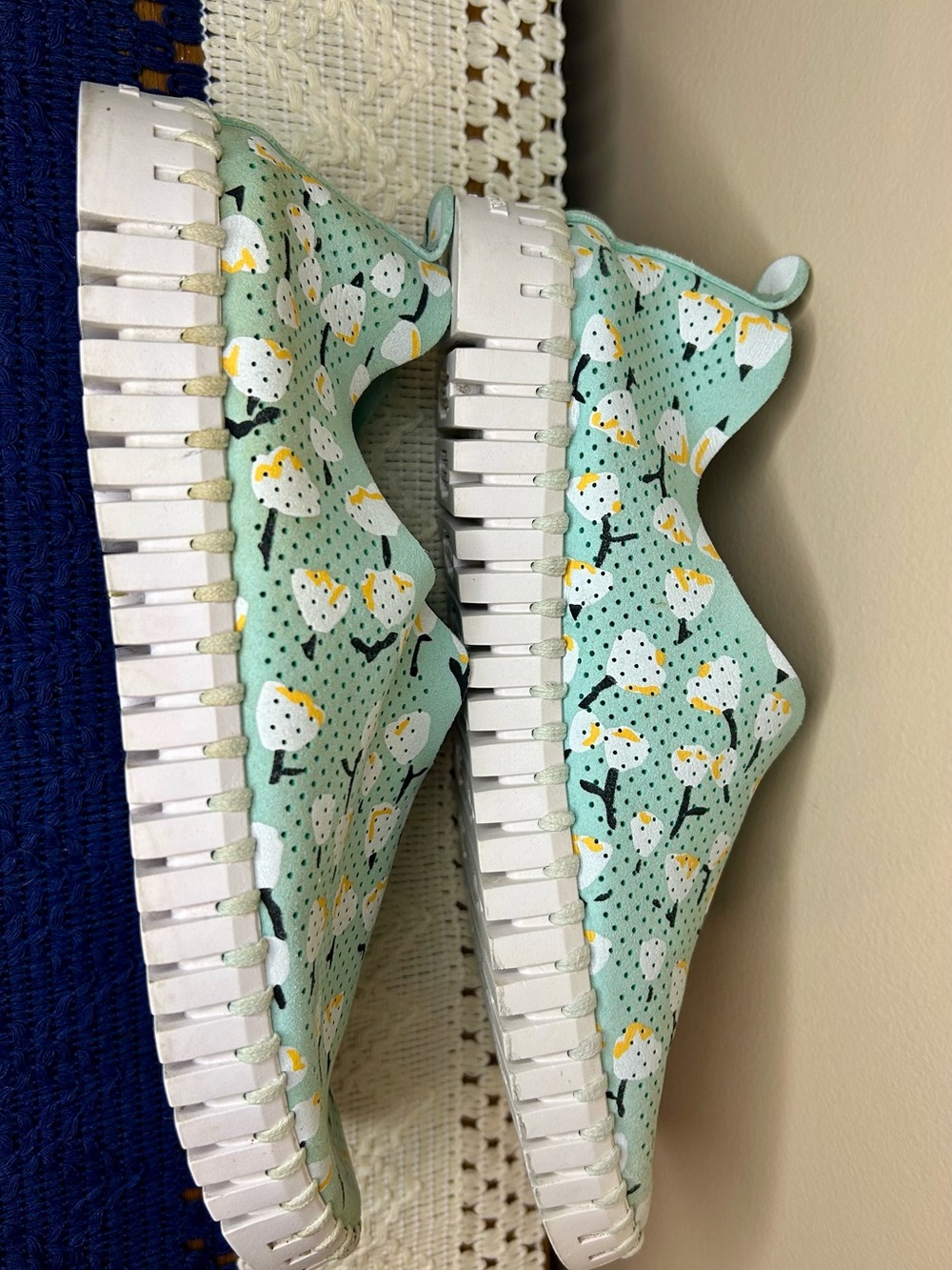 Ilse Jacobsen Mint Green Floral Perforated Slip-On Clogs
